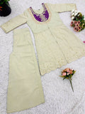 White Roma Shimmer Silk Sequence Work Co-ord Set
