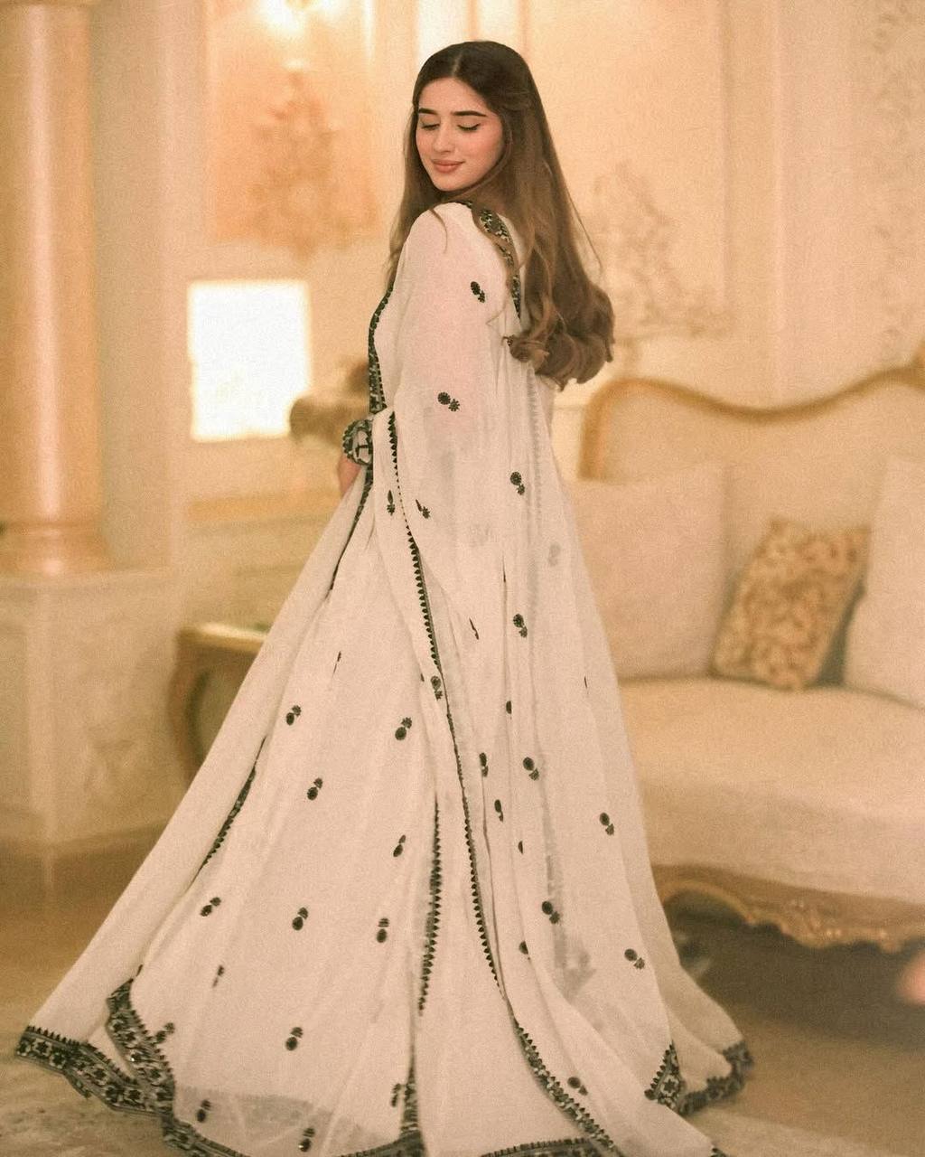 Designer Full Flair Gown with Dupatta, timeless elegance