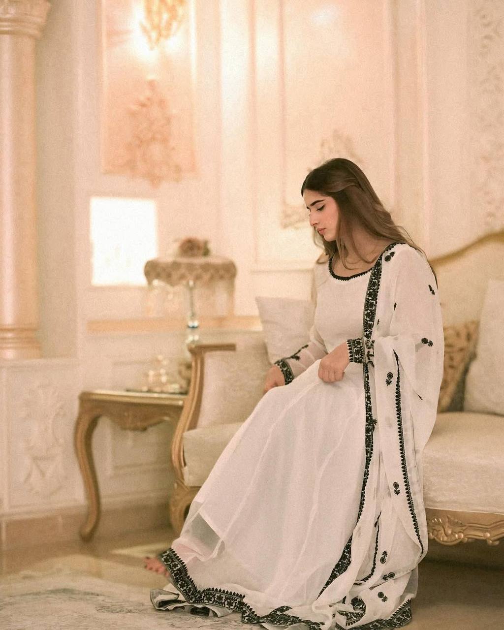 Designer Full Flair Gown with Dupatta, timeless elegance