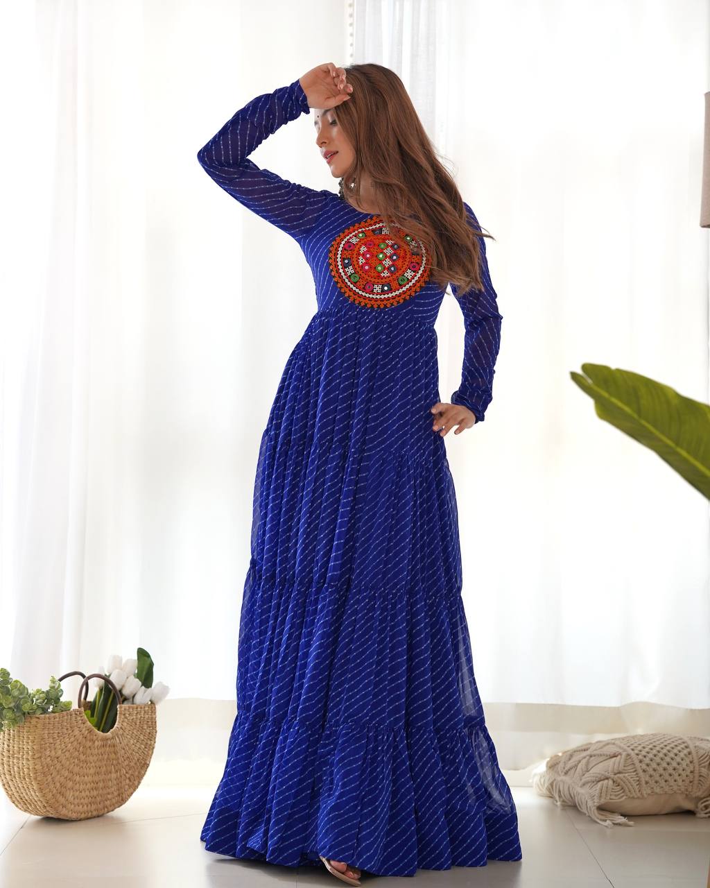 Royal Elegance – Laheriya Anarkali Gown