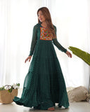 Royal Elegance –Green Laheriya Anarkali Gown