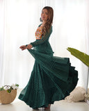Royal Elegance –Green Laheriya Anarkali Gown