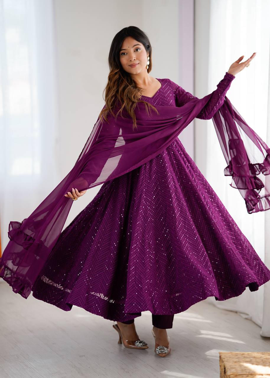 Premium embroidery Anarkali  Set