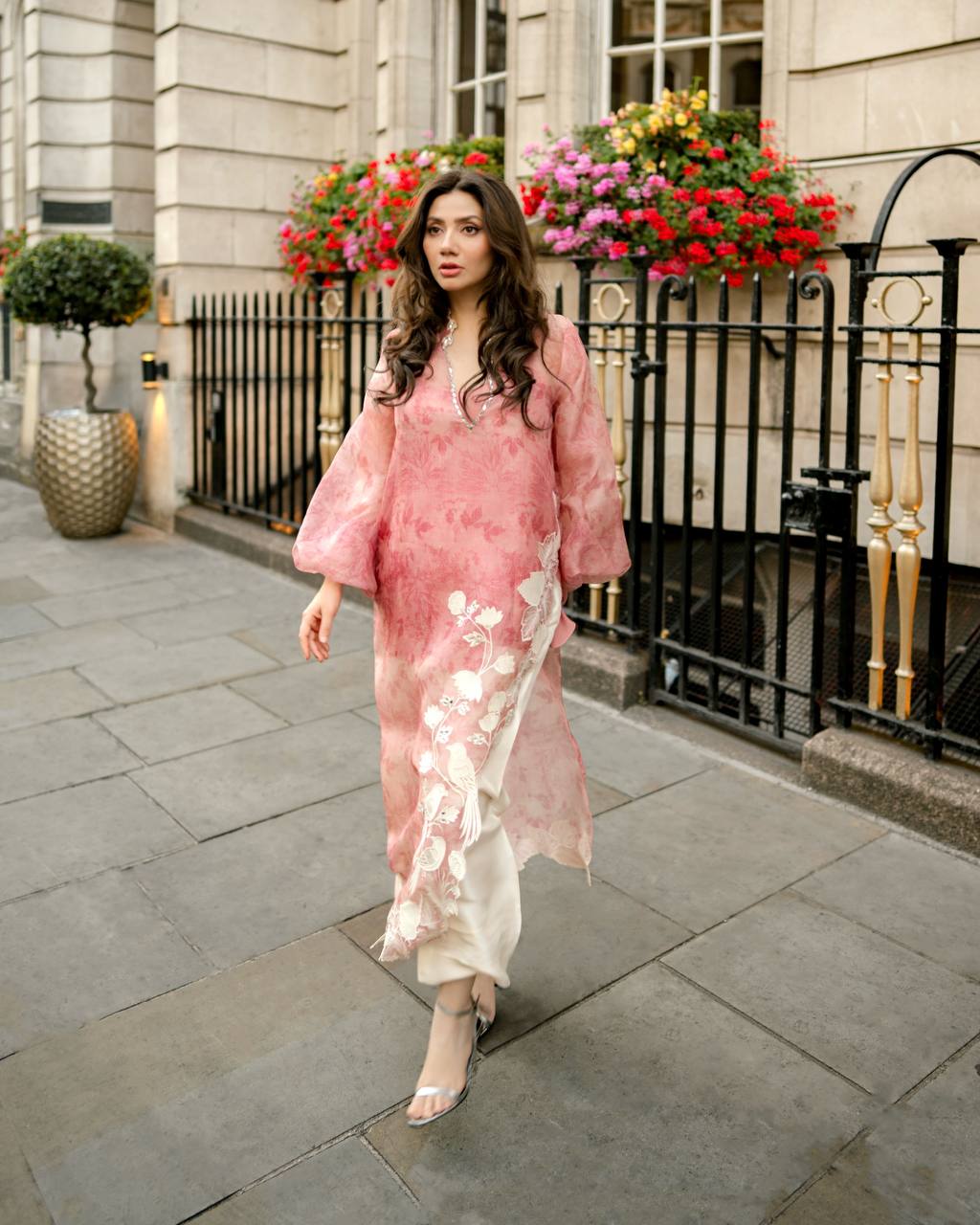 3 piece  pink printed shrug set