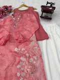 3 piece  pink printed shrug set