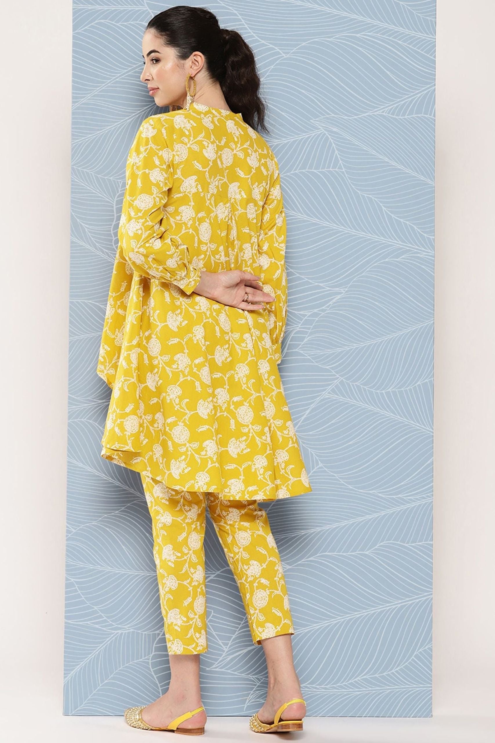 Mustard Cotton Floral Tunic