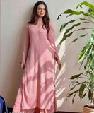Blush Pink Embroidered Georgette Anarkali Suit Set