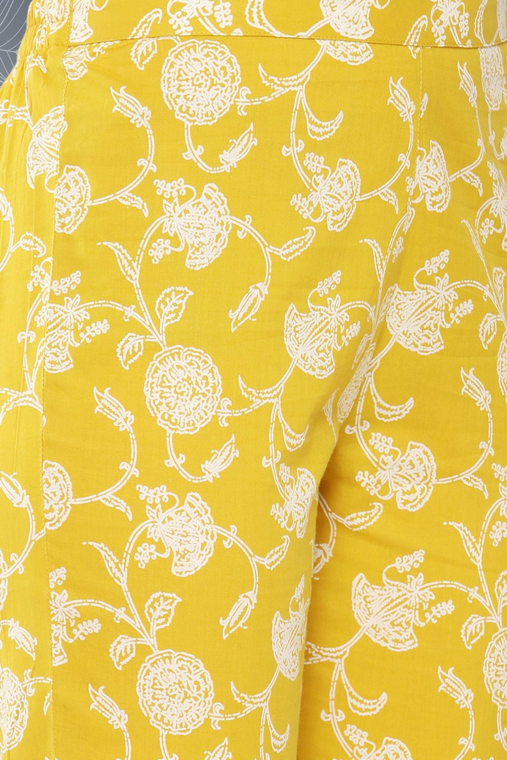 Mustard Cotton Floral Tunic