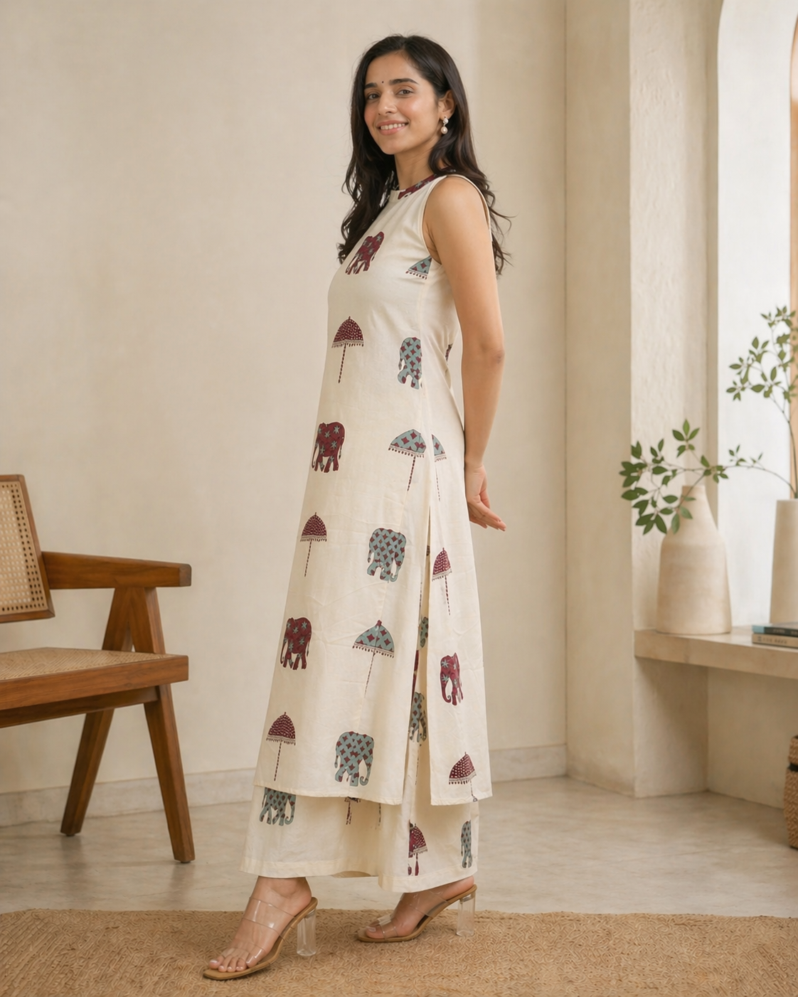 Stylish Cotton Flex Co-ord Set for Women | A-Line Kurta with Plazo – Summer Wear