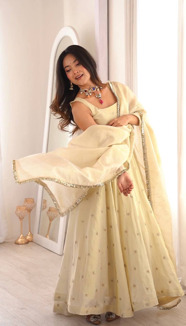 Cosmos Gold Embroidered Gown set with dupptta