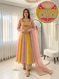 Sequinned Embroidered  yellow Gown Set with Dupatta