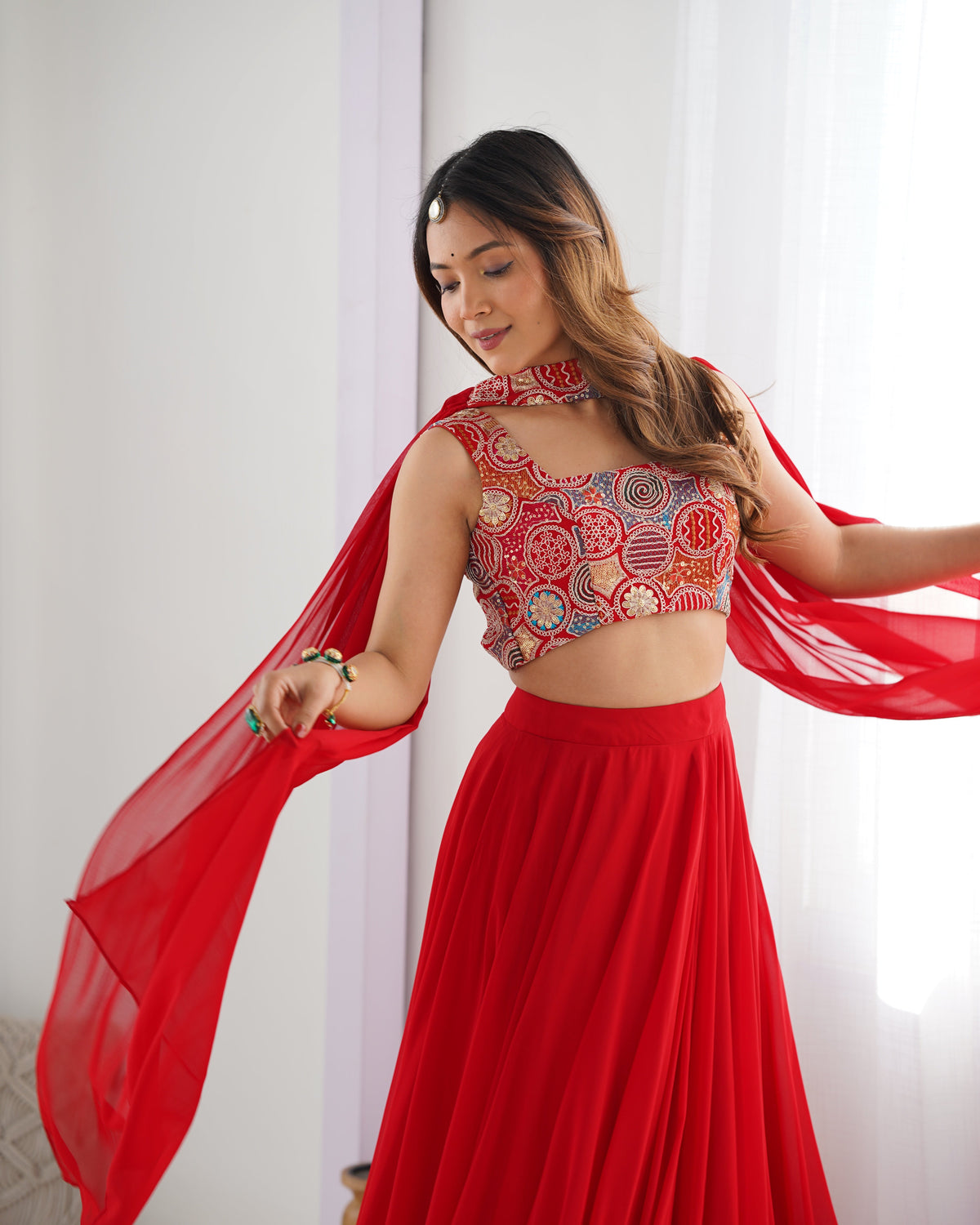 Elegant Ready to wear Anarkali Suit for Women | Designer Bandhej Work Ethnic Wear