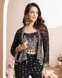 Glamorous Three-Piece Set with Embroidered Sequence Work