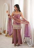Ethnic Silk 3-Piece Set with Embroidery Work & Bell Bottom Pants