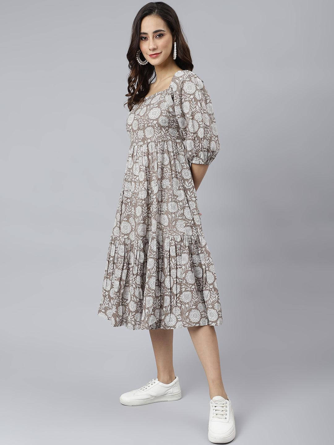 Women's Grey Floral Dress