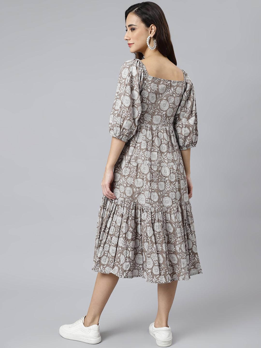 Women's Grey Floral Dress