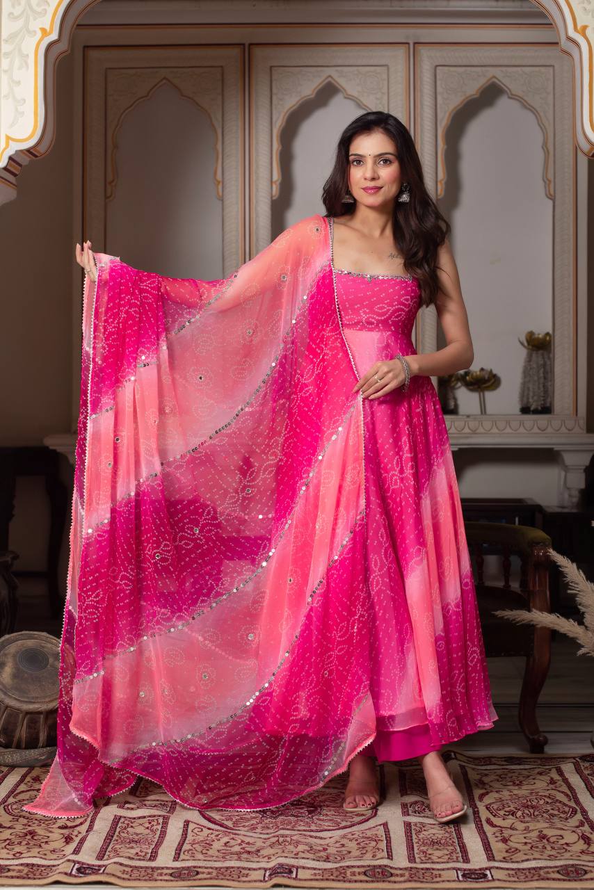 Pink Women’s 3-Piece Anarkali Set