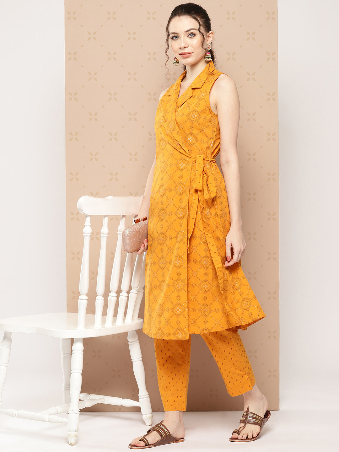 Women's Mustard Cotton Kurta 