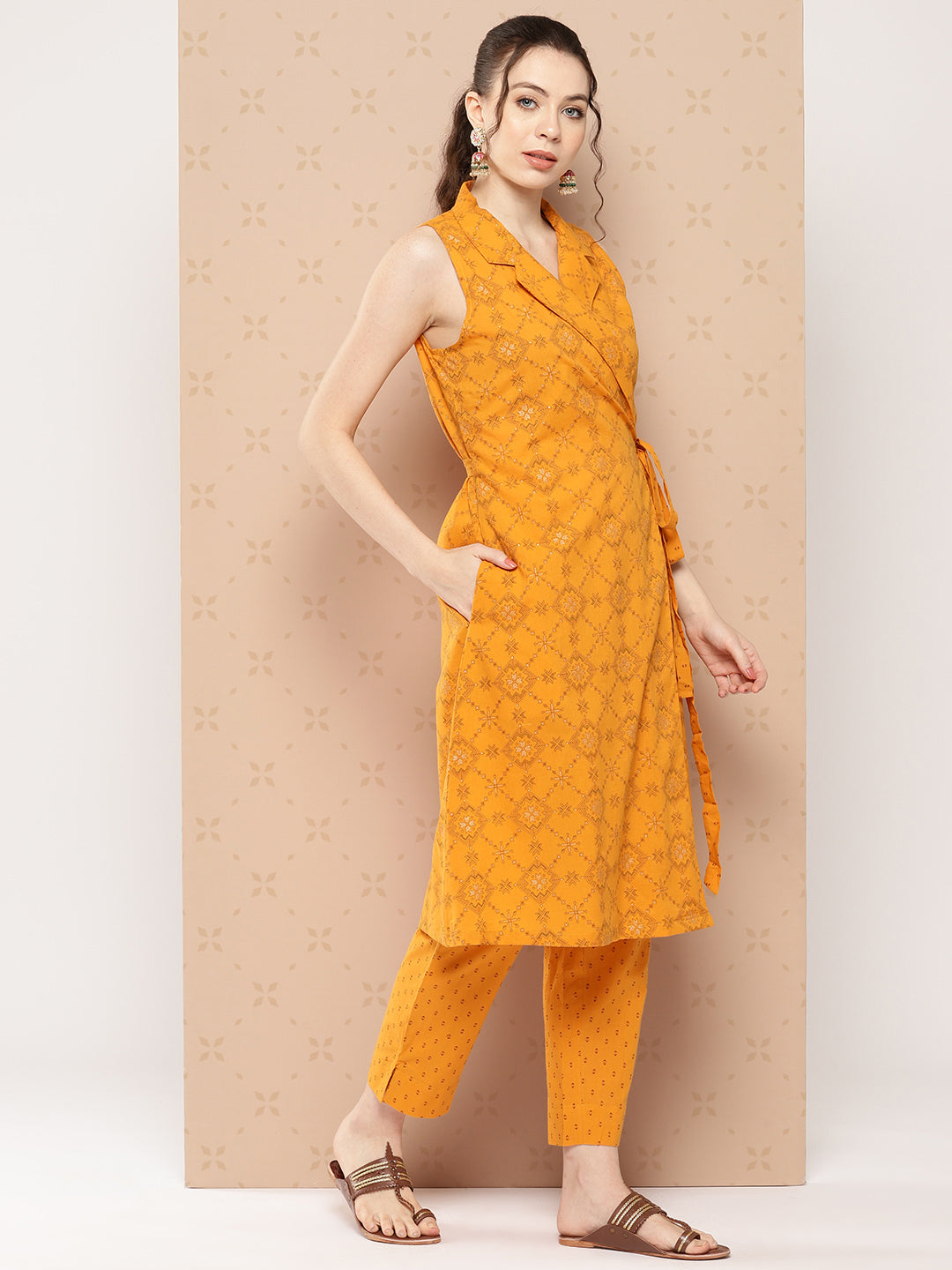 Women's Mustard Cotton Kurta 