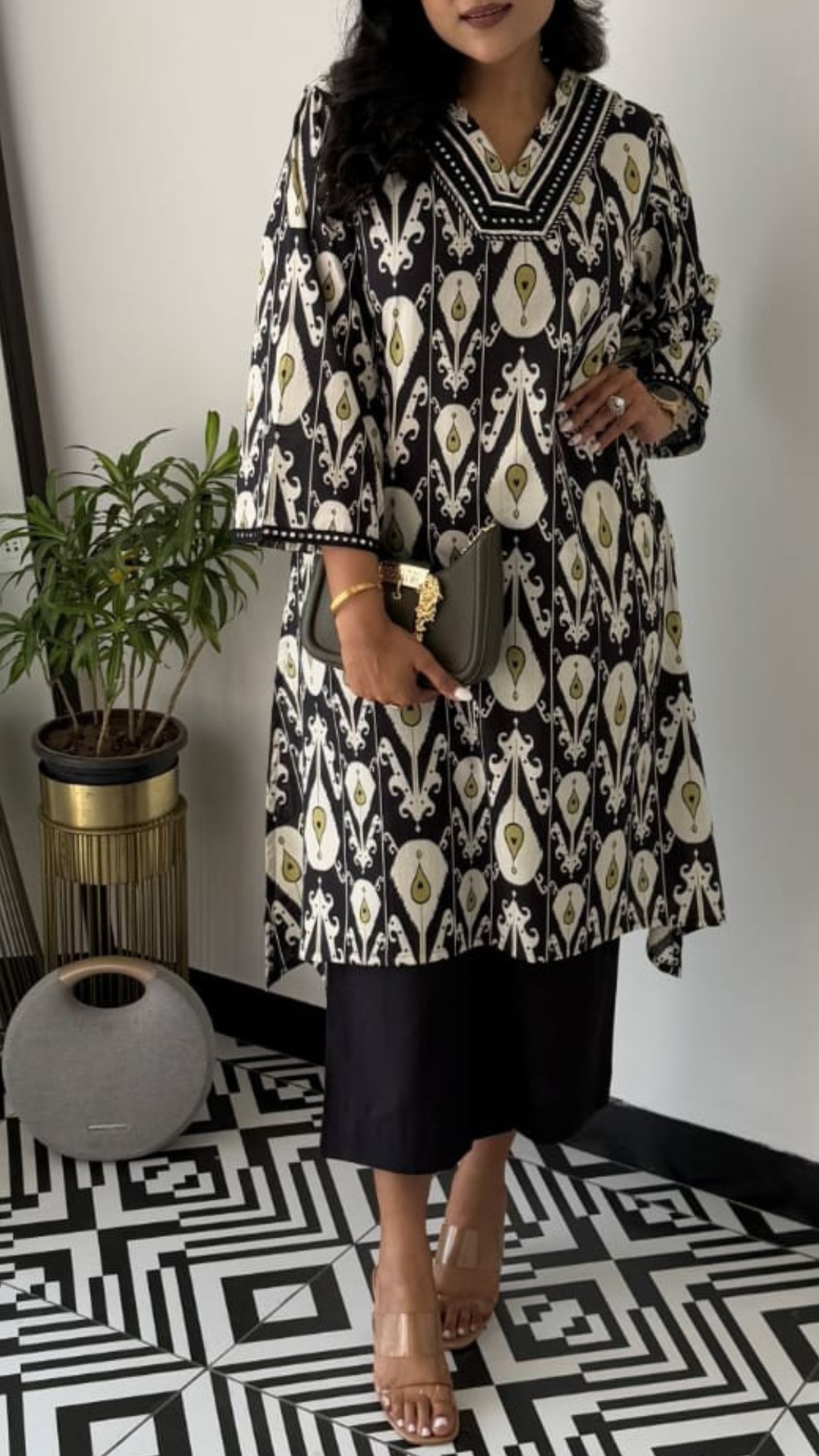 Daily Wear Printed ikkat Readymade Cord Set