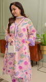 Grace Meets Comfort – Abstract Pink Floral Suit Set