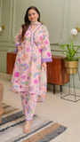 Grace Meets Comfort – Abstract Pink Floral Suit Set