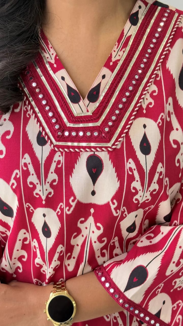 Daily Wear Printed ikkat Readymade Cord Set