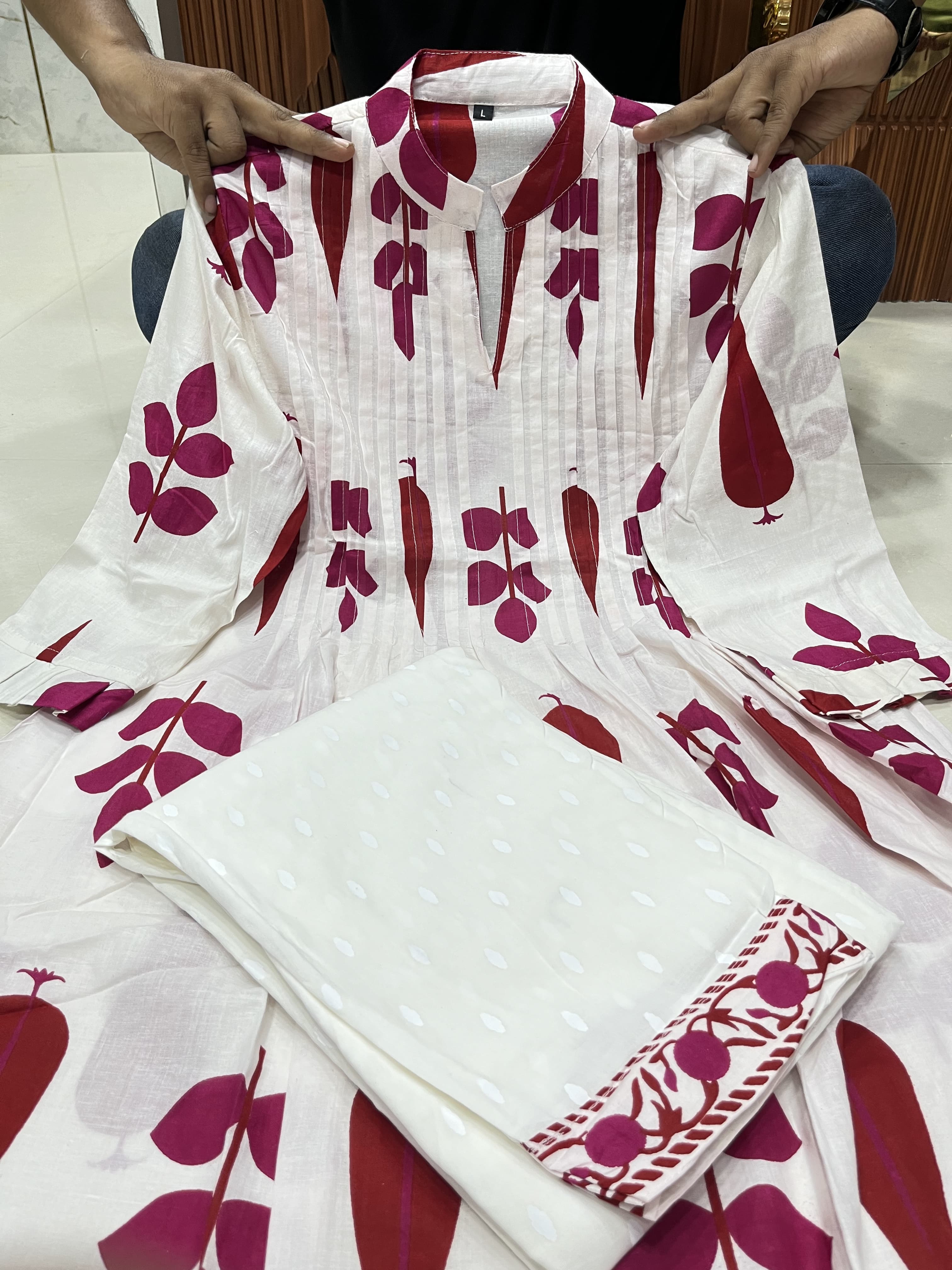 Elegance in Every Thread: Hand Block Printed Pink Pintuck Kurta Set