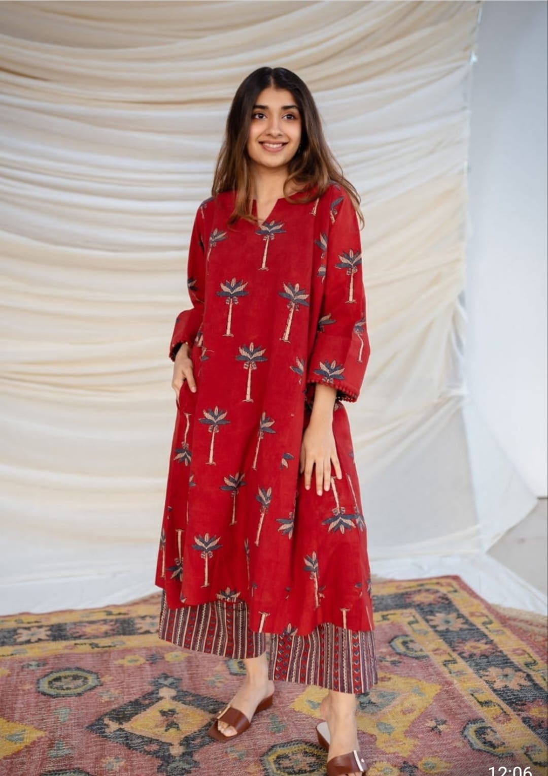 Festive Radiance – Pure Cotton Kurti Plazzo Set