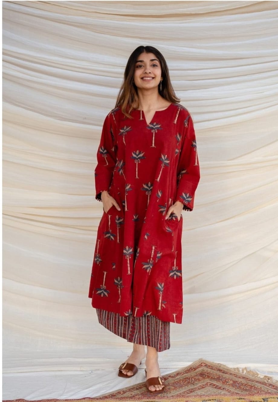 Festive Radiance – Pure Cotton Kurti Plazzo Set