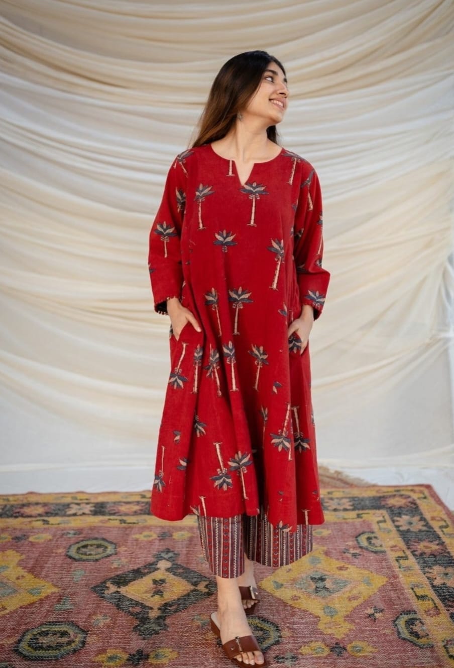 Festive Radiance – Pure Cotton Kurti Plazzo Set