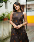 Festive Cotton Kurta Palazzo Set for Women | Halter Neck A-Line Printed Kurti
