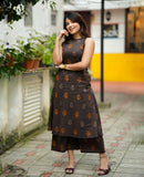 Festive Cotton Kurta Palazzo Set for Women | Halter Neck A-Line Printed Kurti