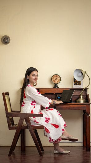 Elegance in Every Thread: Hand Block Printed Pink Pintuck Kurta Set
