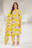White & Yellow Printed floral design With Dupatta