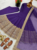 Premium Roman Silk Anarkali Gown Set with Dupatta