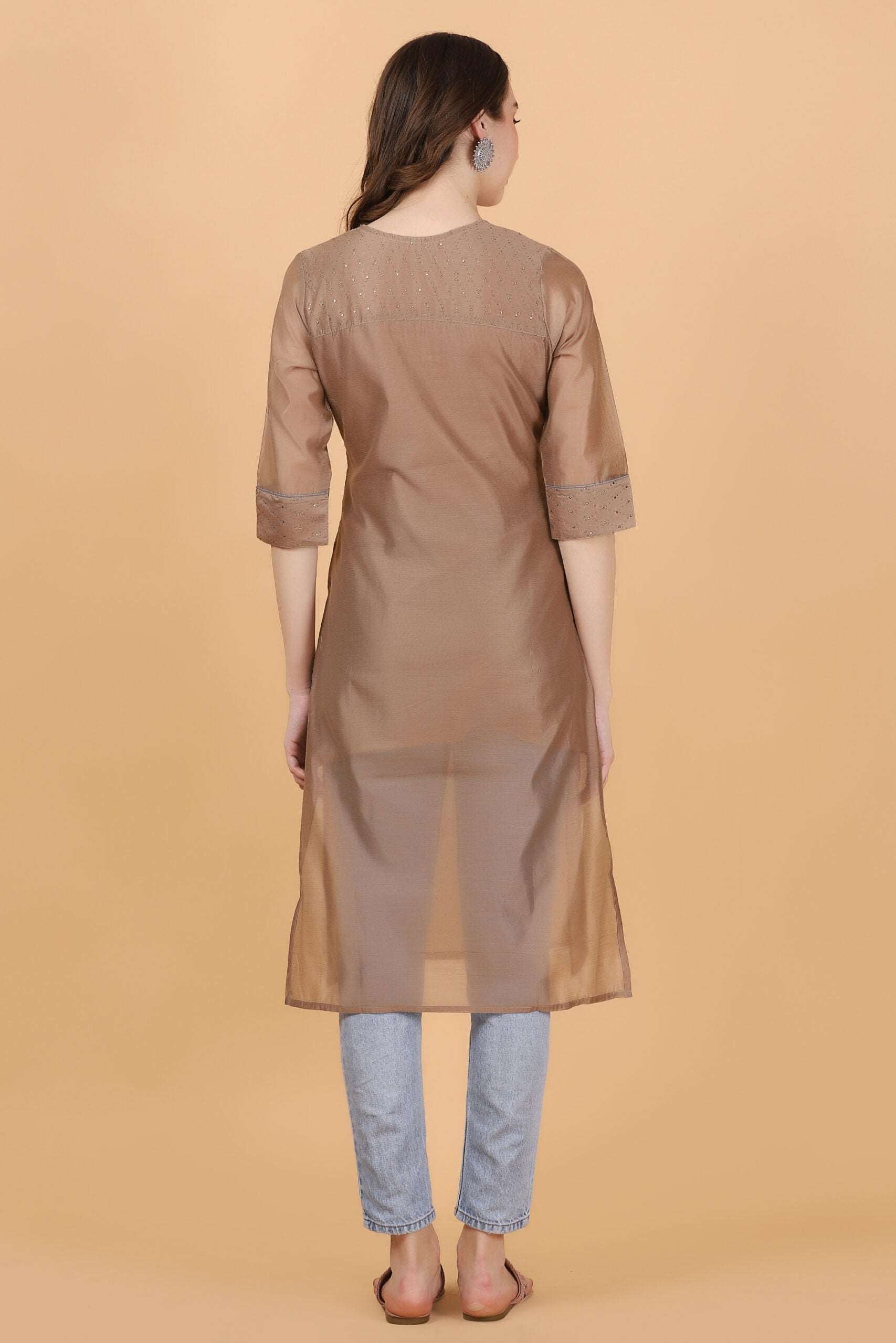 Beige Chanderi kurti Comfortable Summer Wear - Style Like A Diva