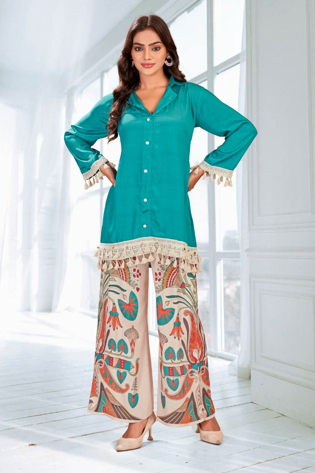 crape Co-ord Set with printed pants