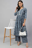 Blue Cotton Floral Block Print Kurta - Style Like A Diva