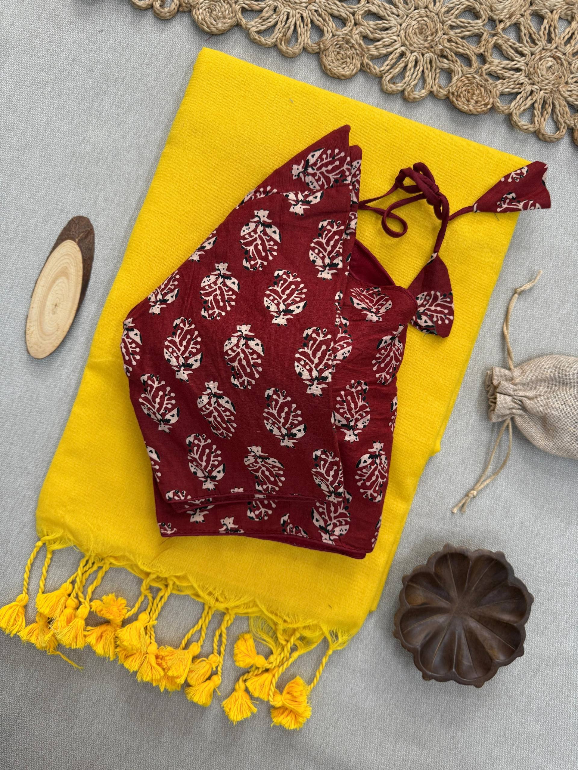 Elegant Khadi Cotton Saree with Heavy Embroidery Blouse