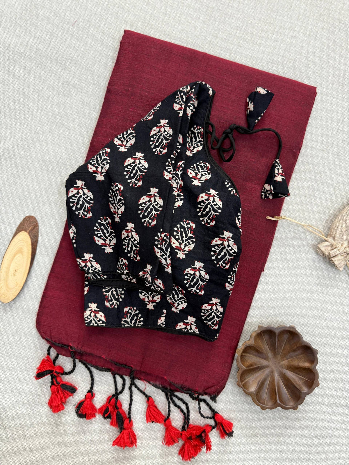 Elegant Khadi Cotton Saree with Heavy Embroidery Blouse