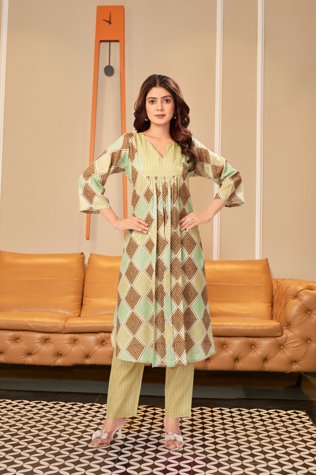 Cotton Blend Geometric Printed Co-ord Set – Perfect Office & Evening Wear