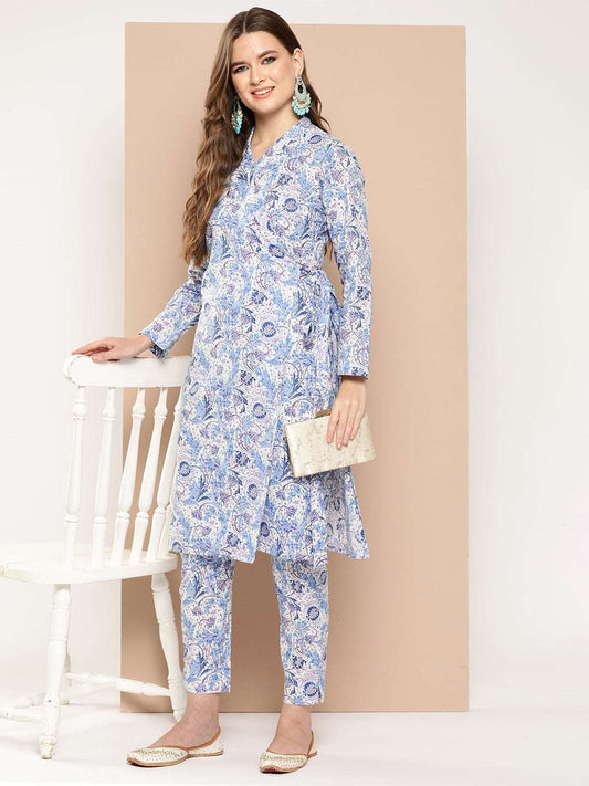 Floral hand block printed kurta set - Style Like A Diva