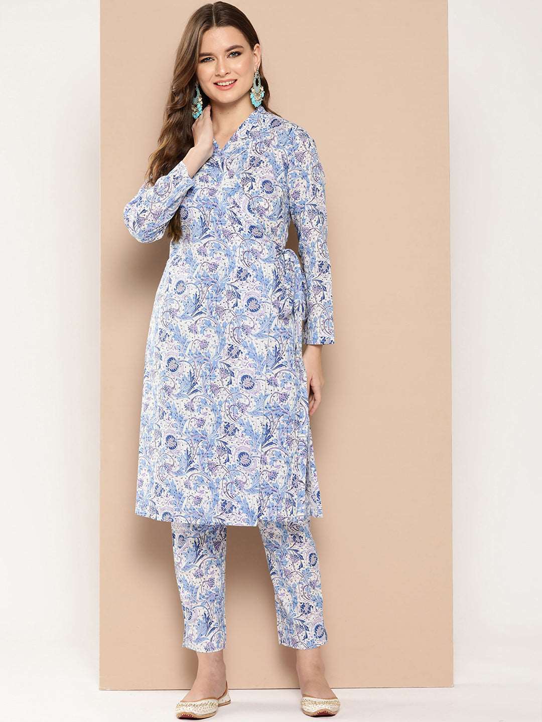 Floral hand block printed kurta set - Style Like A Diva