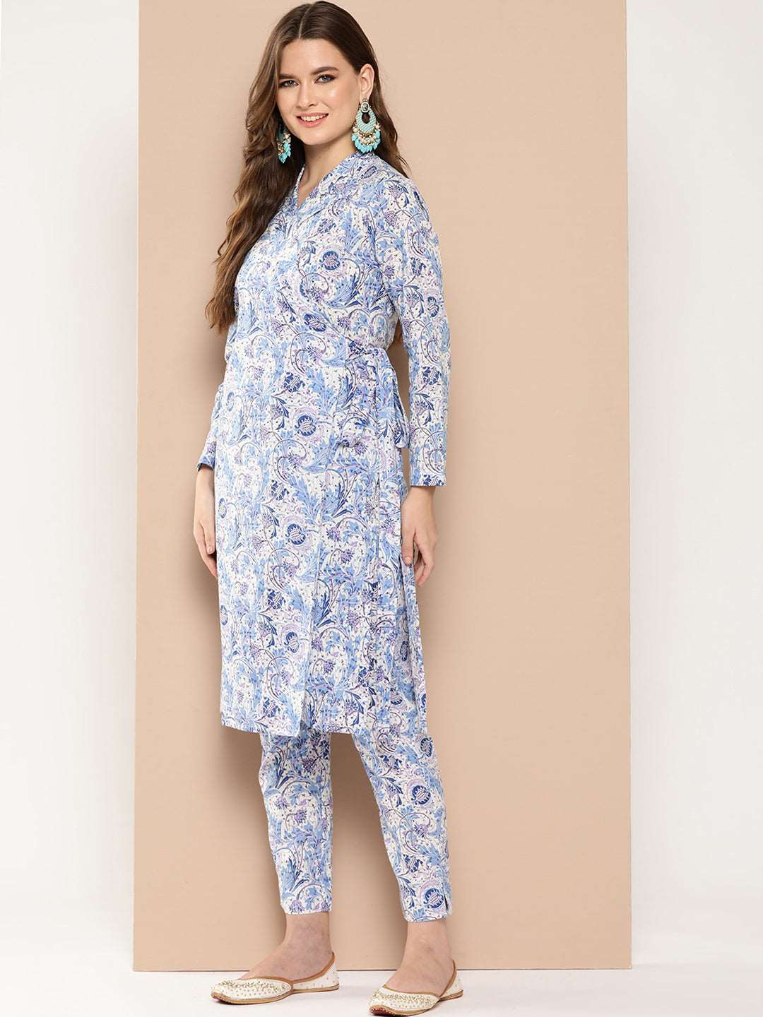 Floral hand block printed kurta set - Style Like A Diva