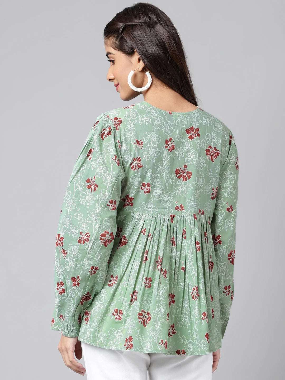 Green Floral - Printed Top - Style Like A Diva