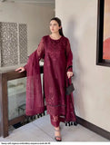 Designer Mahroon Embroidered 3-Piece Suit Set