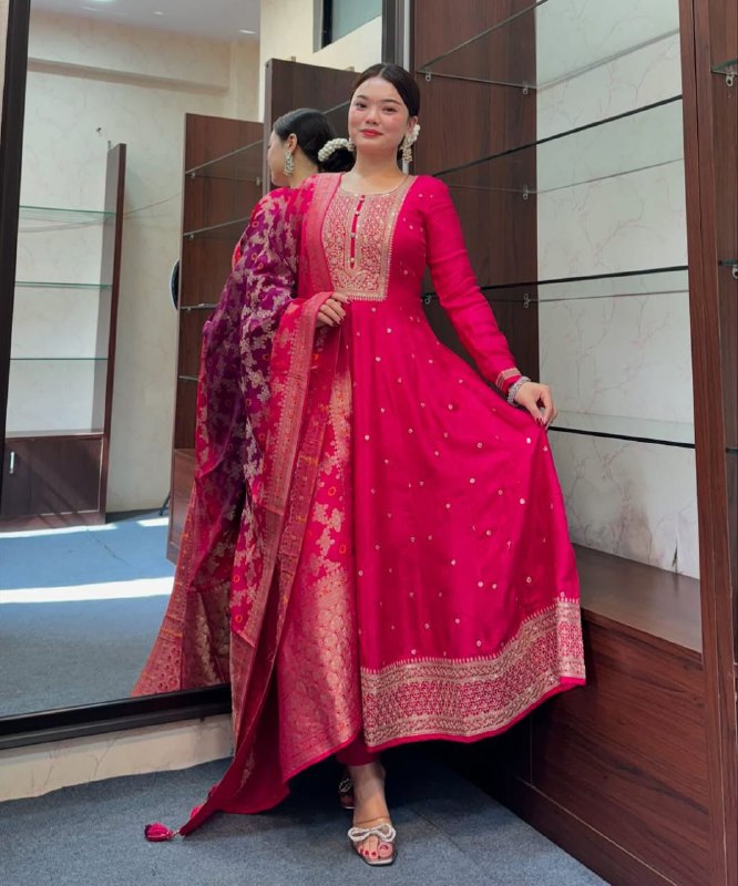Rani Anarkali flared silk kurti set