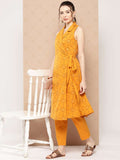 Mustard Cotton Ethnic Motif Printed kurta set - Style Like A Diva