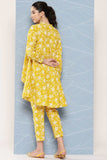 Mustard Cotton Floral Printed Tunic With Pant - Style Like A Diva